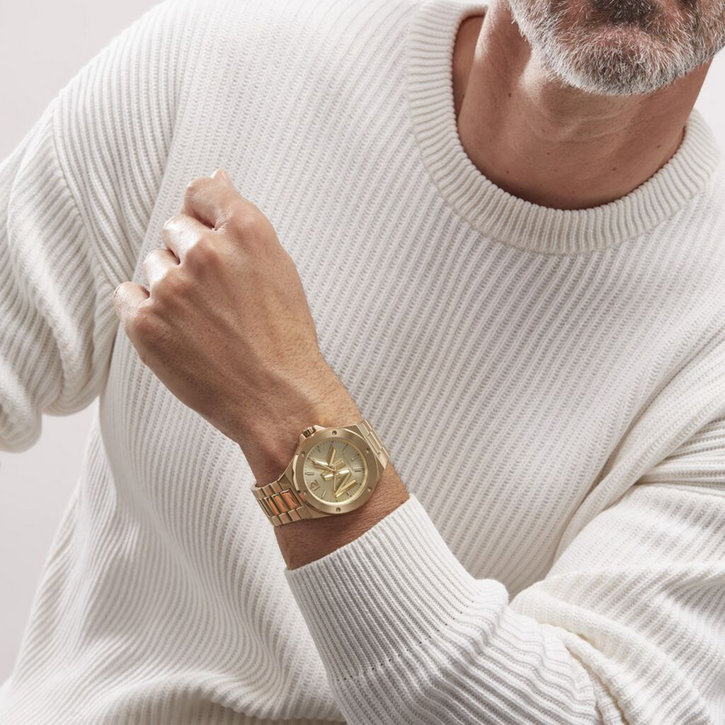 Michael Kors Lennox Three-Hand Quartz Gold Dial Gold Steel Strap Watch For Men - MK8939 Buy Now By Michael Kors