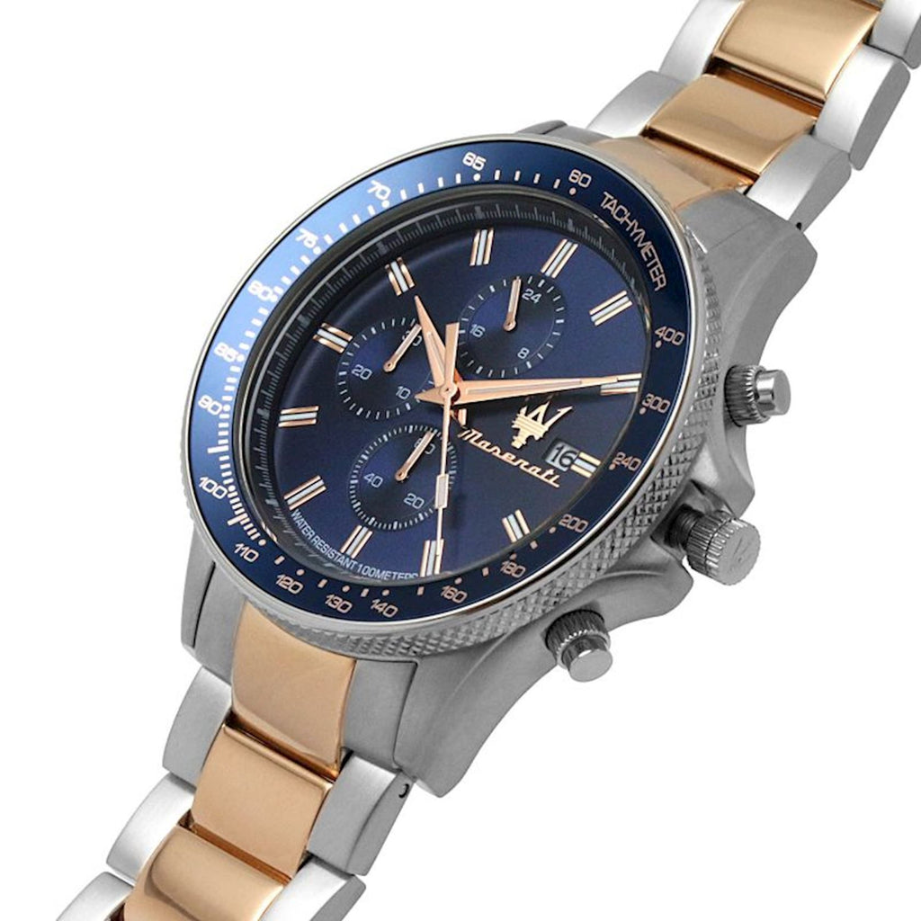 Maserati SFIDA Chronograph Blue Dial Two Tone Steel Strap Watch For Men - R8873640012 Buy Now By Maserati