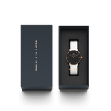 Daniel Wellington Classic Dover Black Dial White Nylon Strap Watch For Women - DW00100310 Buy Now By Daniel Wellington