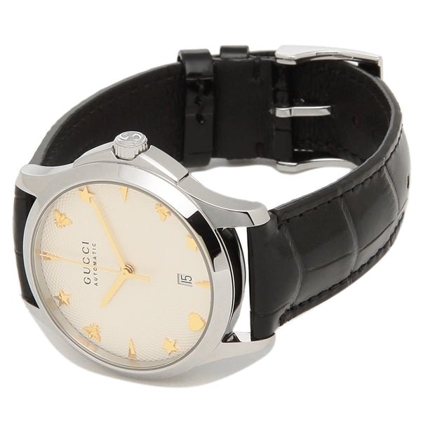 Gucci G Timeless Automatic Silver Dial Black Leather Strap Unisex Watch - YA126468 Buy Now By Gucci