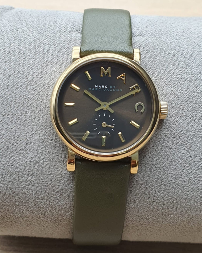 Marc Jacobs Baker Olive Green Dial Olive Green Leather Strap Watch for Women - MBM1328 Buy Now By Marc Jacobs