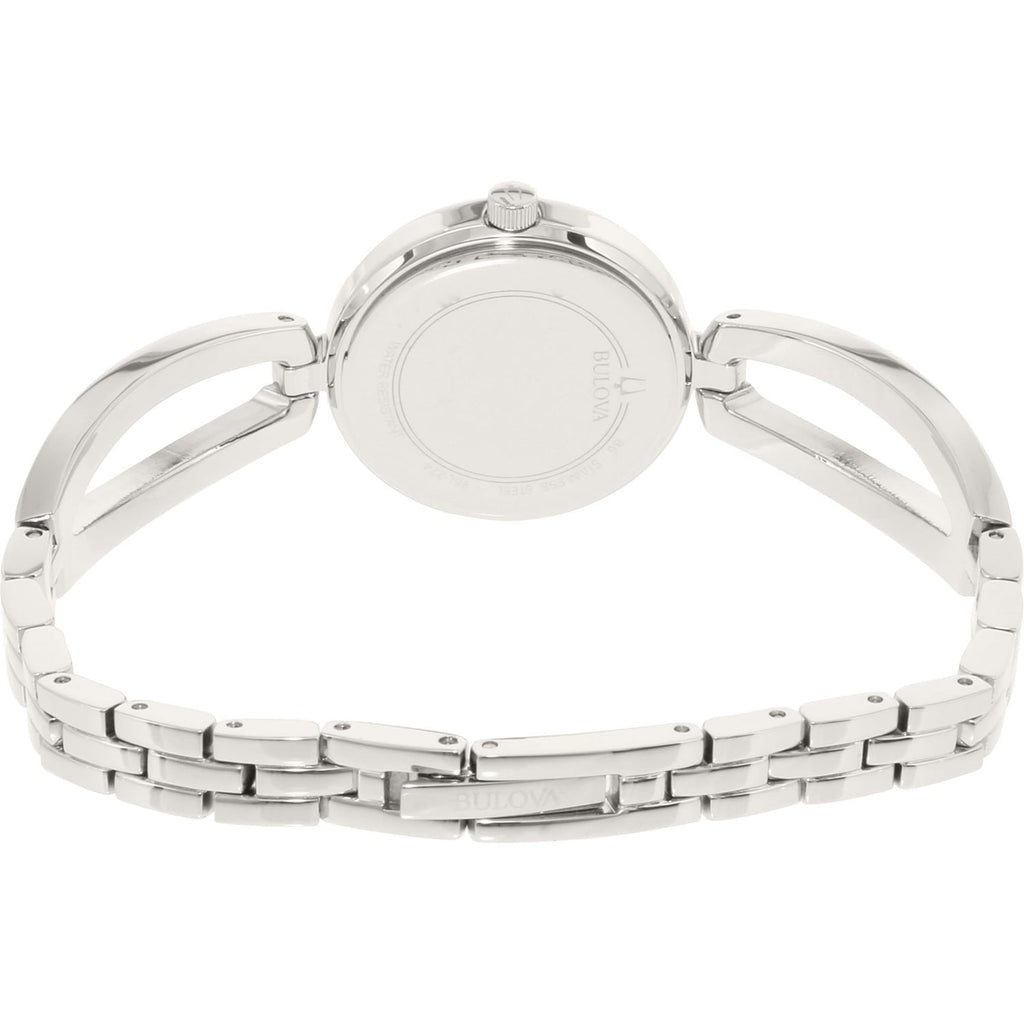 Bulova Crystal Black Mother of Pearl Dial Silver Steel Strap Watch for Women - 96L224 Buy Now By Bulova