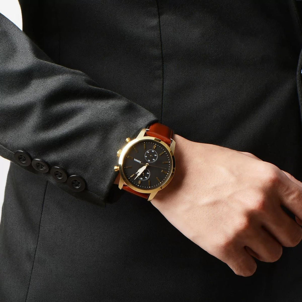 Fossil Townsman Chronograph Black Dial Brown Leather Strap Watch for Men - FS5338 Buy Now By Fossil