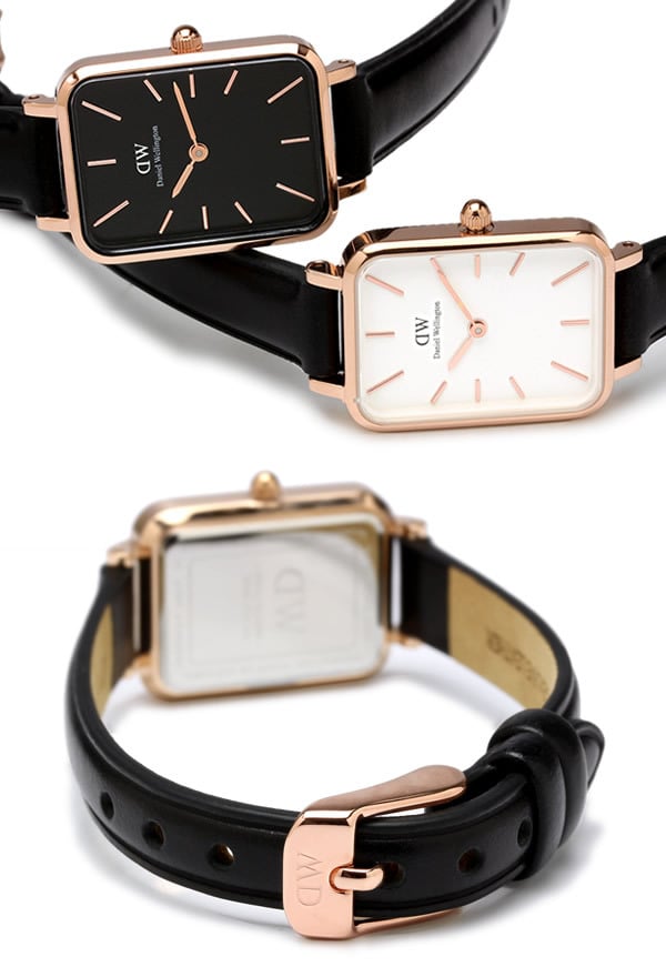 Daniel Wellington Quadro White Dial Black Leather Strap Watch For Women - DW00100434 Buy Now By Daniel Wellington