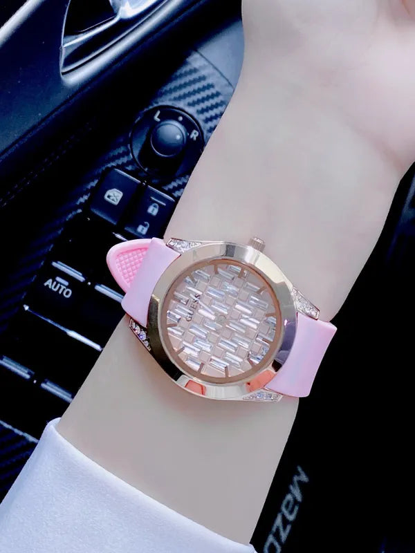 Guess Clarity Gold Dial Pink Silicone Strap Watch for Women - GW0109L2 Buy Now By Guess
