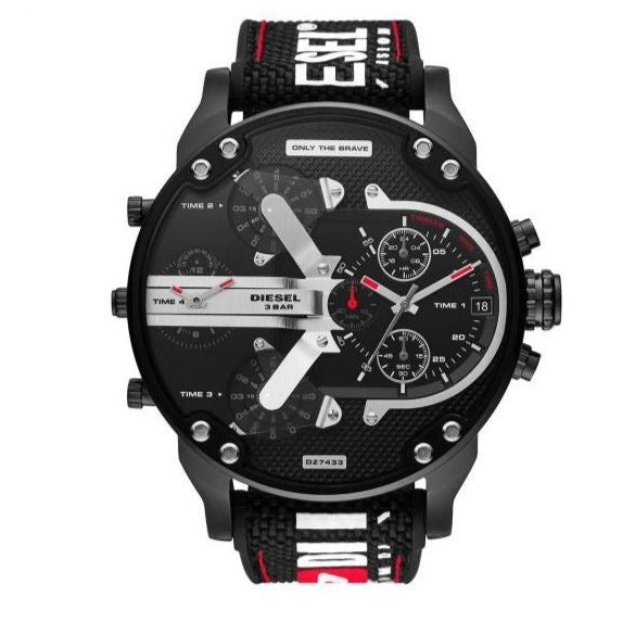 Diesel Mr. Daddy 2.0 Quartz Black Dial Black Nylon Strap Watch For Men - DZ7433 Buy Now By Diesel
