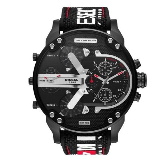 Diesel Mr. Daddy 2.0 Quartz Black Dial Black Nylon Strap Watch For Men - DZ7433 Buy Now By Diesel