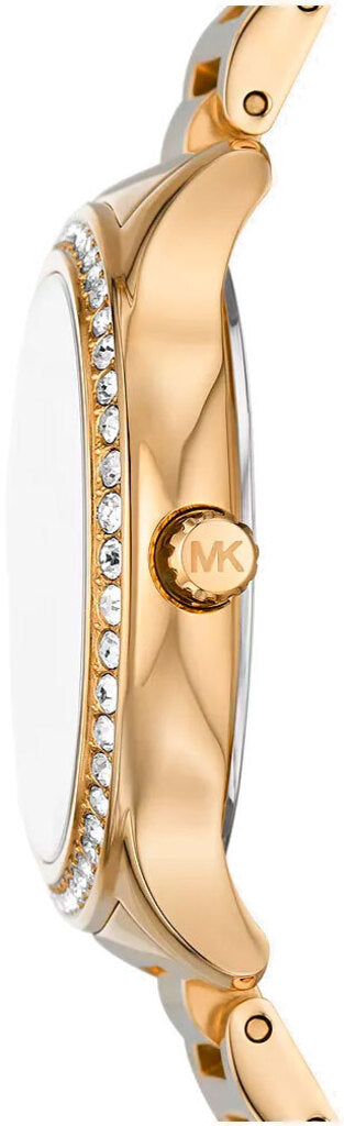 Michael Kors Sage Three-Hand Mother of Pearl White Dial Gold Steel Strap Watch for Women - MK4805 Buy Now By Michael Kors