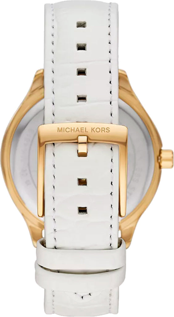 Michael Kors Sage Three-Hand Mother of Pearl White Dial White Leather Strap Watch for Women - MK4818 Buy Now By Michael Kors