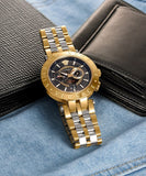 Versace V-Race Quartz Black Dial Gold Steel Strap Watch For Men - VEBV00519 Buy Now By Versace