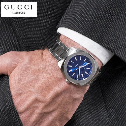 Gucci GG2570 Quartz Blue Dial Silver Steel Strap Watch For Men - YA142303 Buy Now By Gucci