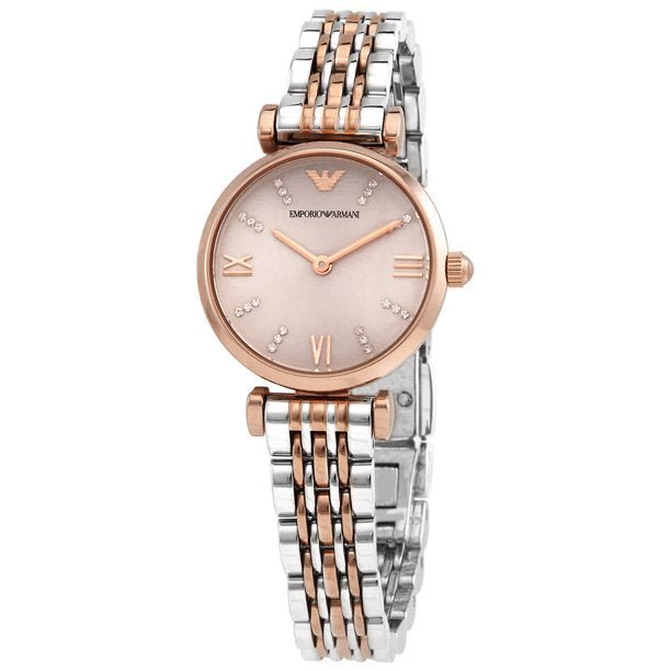 Emporio Armani Gianni T Bar Pink Dial Two Tone Steel Strap Watch For Women - AR11223 Buy Now By Emporio Armani