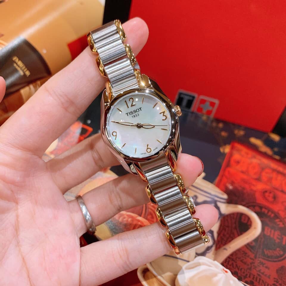 Tissot T Wave Mother of Pearl Dial Two Tone Steel Strap Watch for Women - T023.210.22.117.00 Buy Now By Tissot