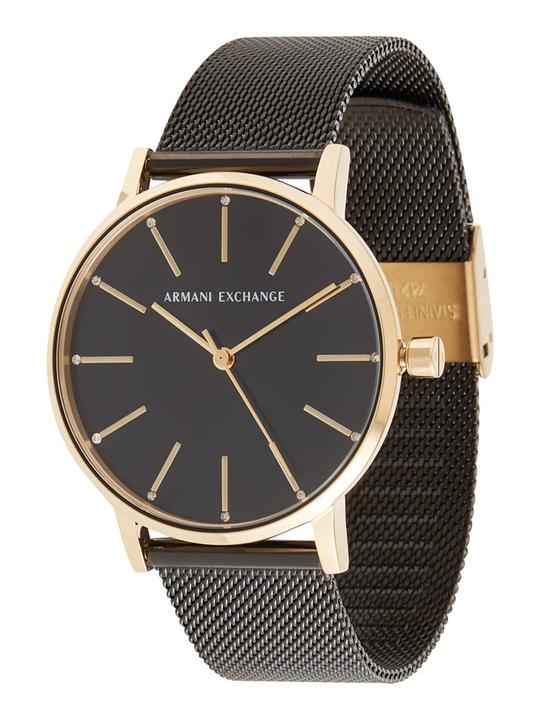 Armani Exchange Lola Three Hand Black Dial Black Mesh Strap Watch For Women - AX5548 Buy Now By Armani Exchange
