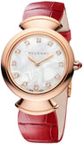 Bvlgari Divas Dream Diamonds Mother of Pearl Dial Red Leather Strap Watch for Women - DREAM102840 Buy Now By Bvlgari