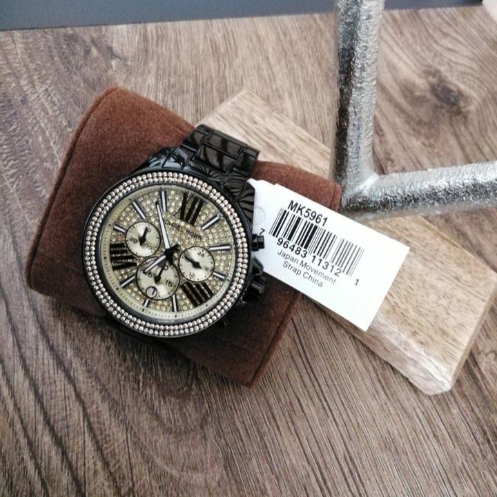 Michael Kors Wren Chronograph Gold Dial Black Steel Strap Watch for Women - MK5961 Buy Now By Michael Kors