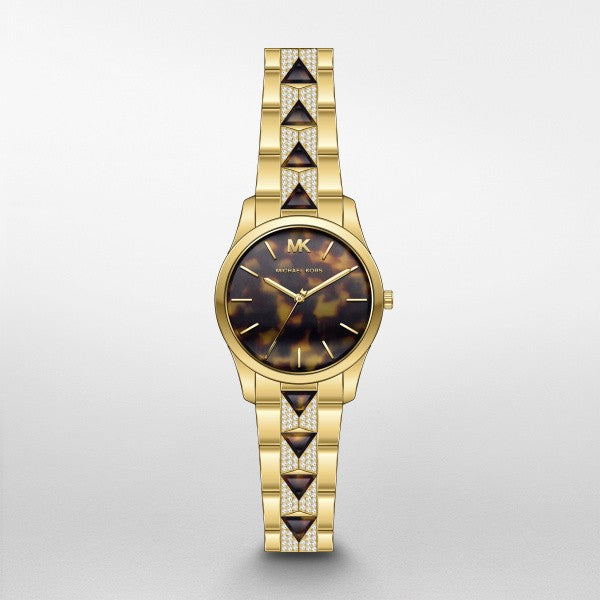 Michael Kors Runway Mercer Analog Brown Dial Gold Steel Strap Watch For Women - MK6855 Buy Now By Michael Kors