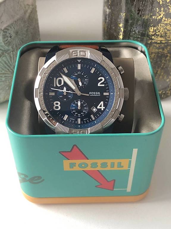 Fossil Bronson Chronograph Luggage Blue Dial Brown Leather Strap Watch for Men - FS5829 Buy Now By Fossil