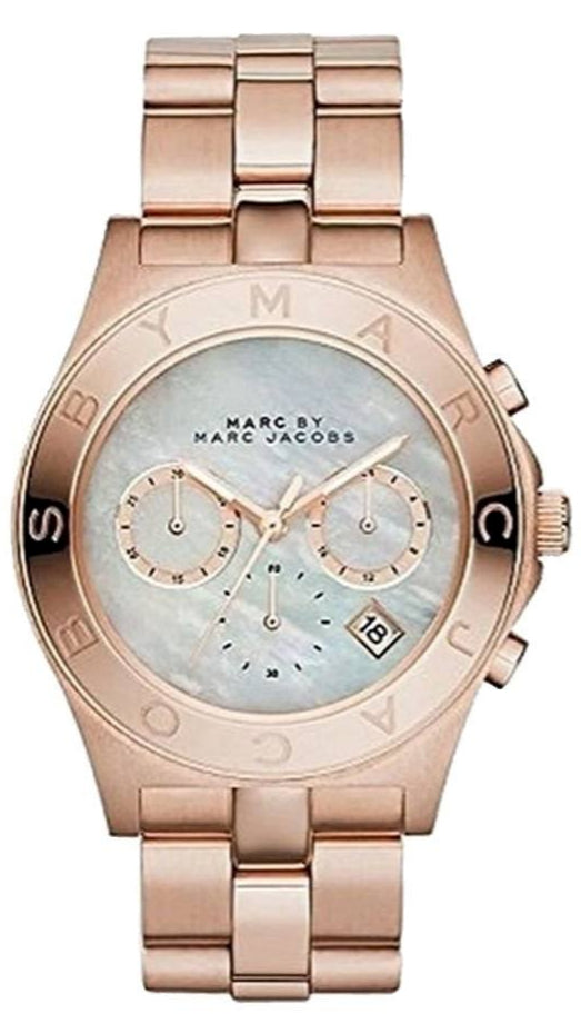 Marc Jacobs Blade Chronograph Mother of Pearl White Dial Rose Gold Steel Strap Watch for Women - MBM8637 Buy Now By Marc Jacobs