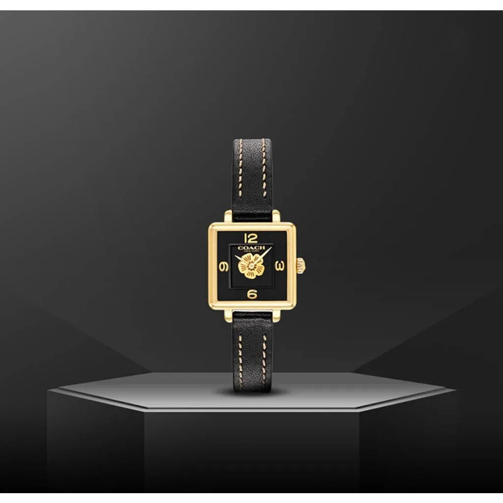Coach Black Square Dial Black Leather Strap Watch for Women - 14503695 Buy Now By Coach