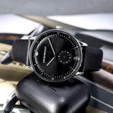 Emporio Armani Gianni Quartz Black Dial Black Leather Strap Watch For Men - AR0382 Buy Now By Emporio Armani