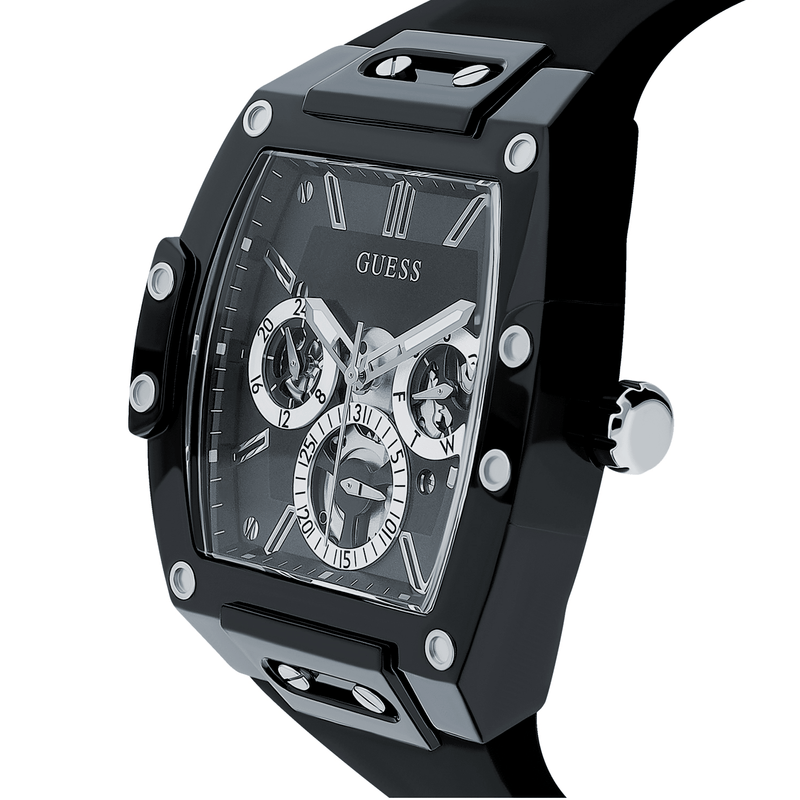 Guess Phoenix Multifunction Black Dial Black Rubber Strap Watch for Men - GW0203G3 Buy Now By Guess