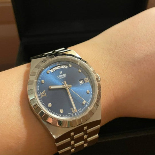 Tudor Royal Automatic Diamonds Blue Dial Silver Steel Strap Watch for Men - M28600-0006 Buy Now By Tudor