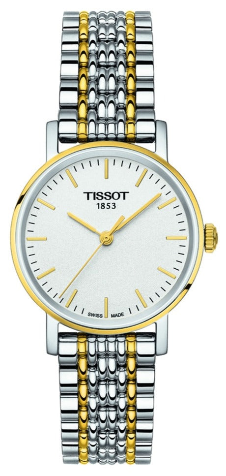 Tissot T Classic Everytime Small White Dial Two Tone Mesh Bracelet Watch For Women - T109.210.22.031.00 Buy Now By Tissot