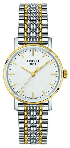 Tissot T Classic Everytime Small White Dial Two Tone Mesh Bracelet Watch For Women - T109.210.22.031.00 Buy Now By Tissot