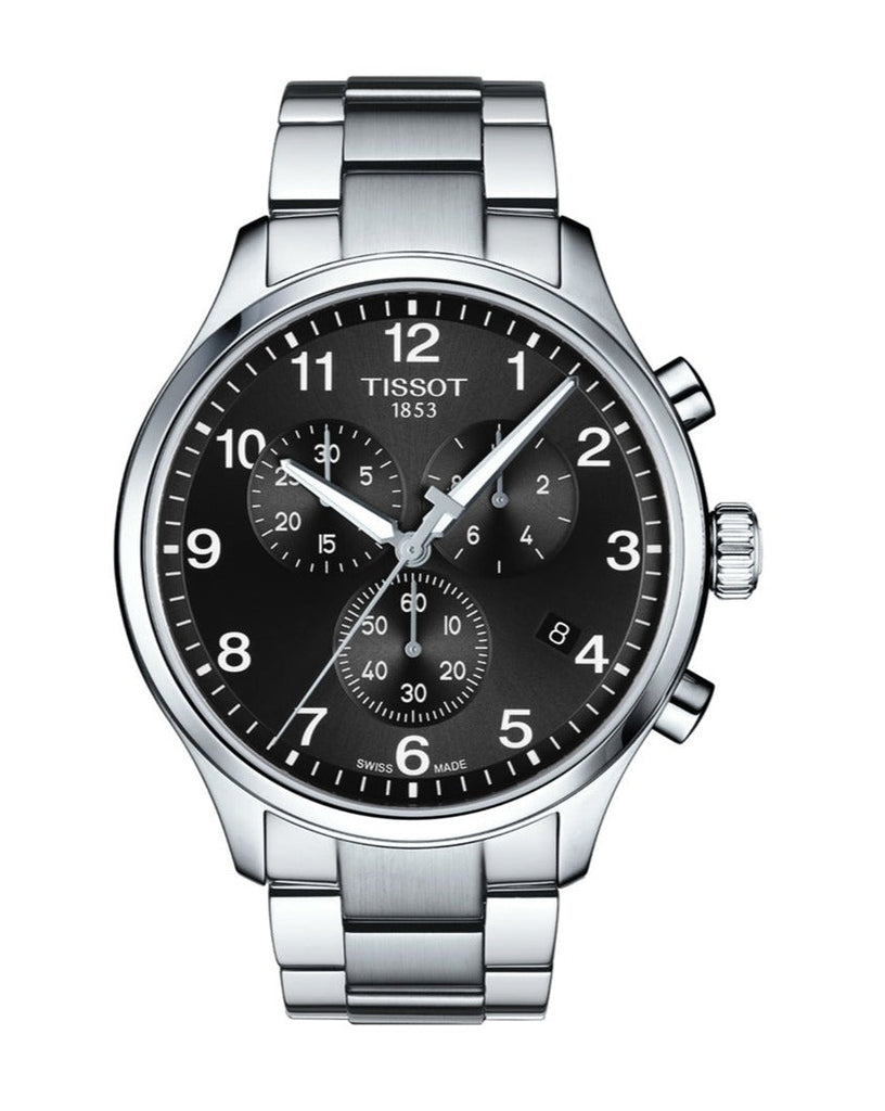 Tissot T Classic Chrono XL Black Dial Silver Steel Strap Watch For Men - T116.617.11.057.01 Buy Now By Tissot
