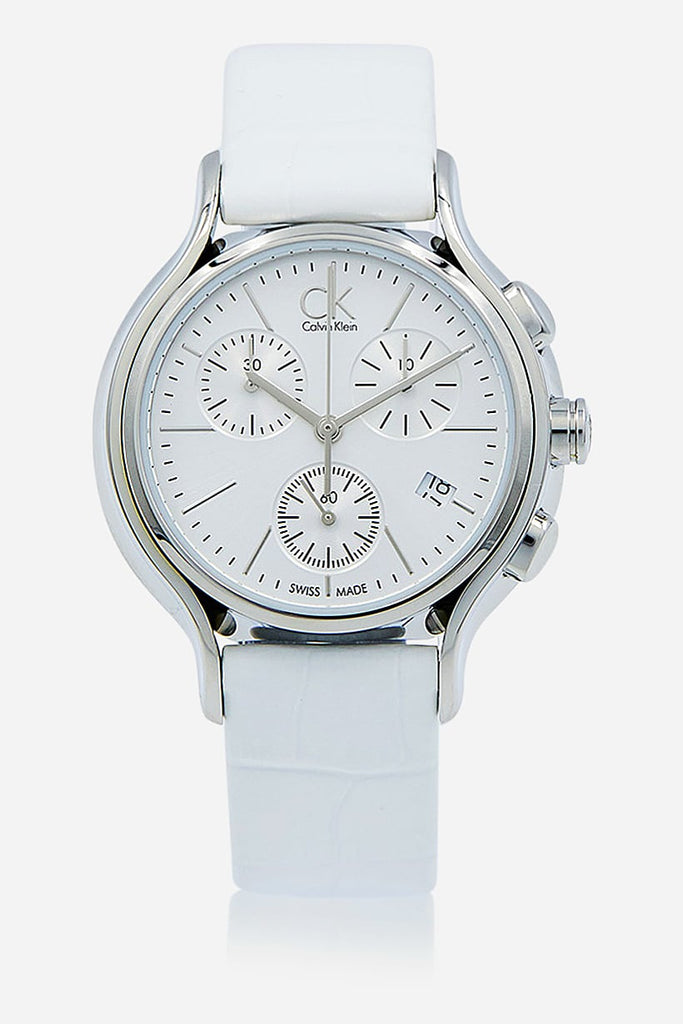 Calvin Klein Skirt White Dial White Leather Strap Watch for Women - K2U291L6 Buy Now By Calvin Klein
