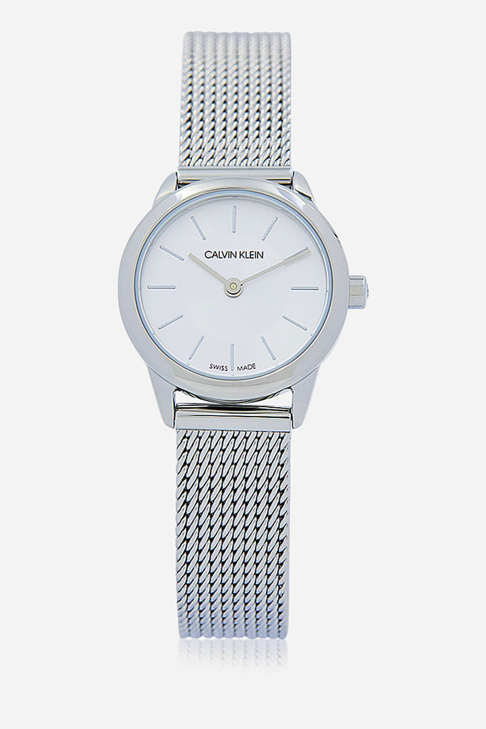 Calvin Klein Minimal White Dial Silver Mesh Bracelet Watch for Women - K3M23126 Buy Now By Calvin Klein