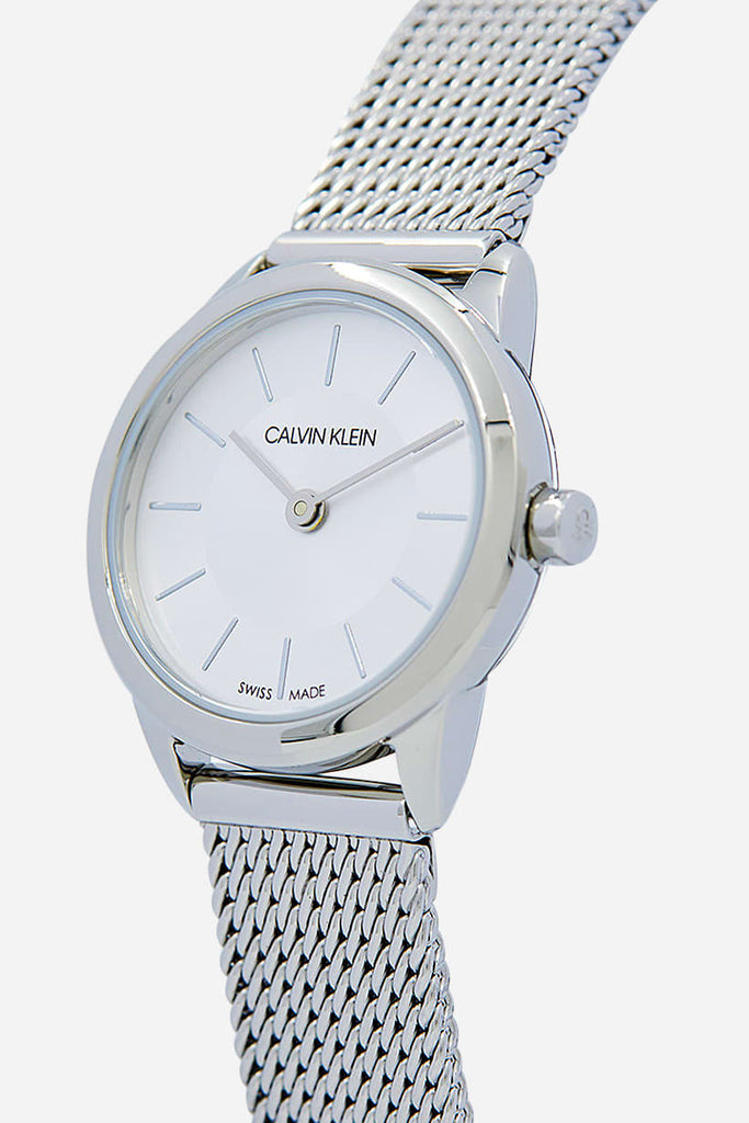 Calvin Klein Minimal White Dial Silver Mesh Bracelet Watch for Women - K3M23126 Buy Now By Calvin Klein