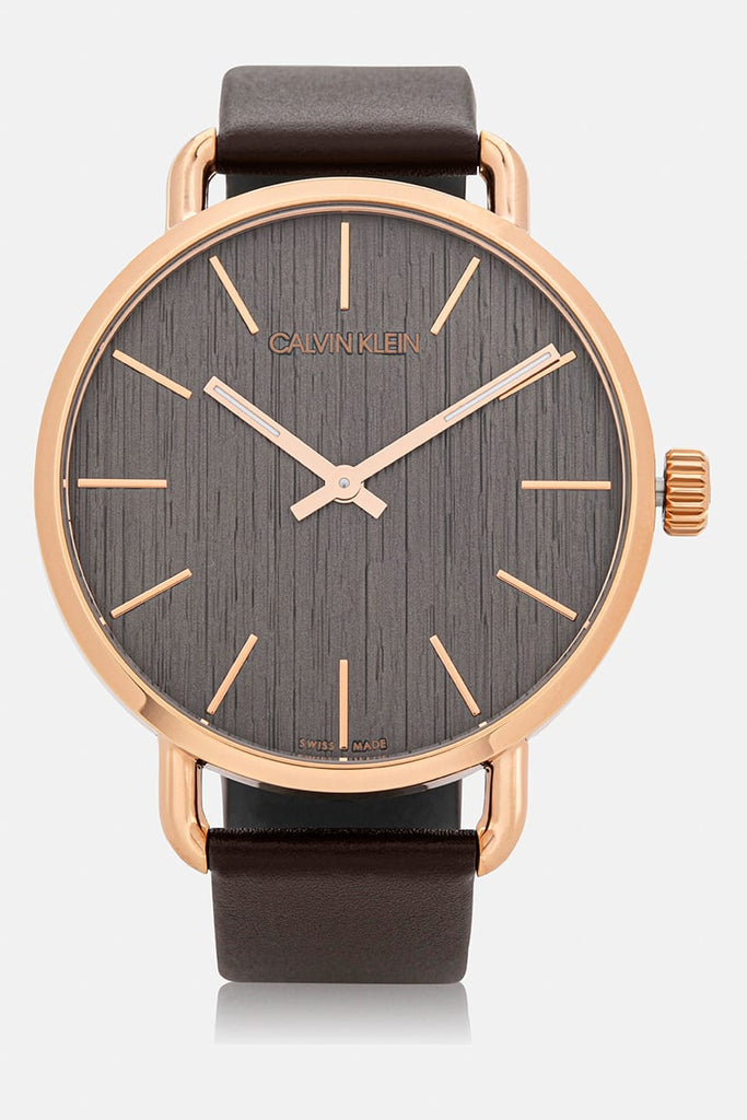 Calvin Klein Even Grey Dial Brown Leather Strap Watch for Women - K7B216G3 Buy Now By Calvin Klein