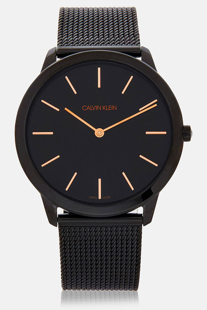 Calvin Klein Minimal Black Dial Black Mesh Bracelet Watch for Men - K3M21421 Buy Now By Calvin Klein