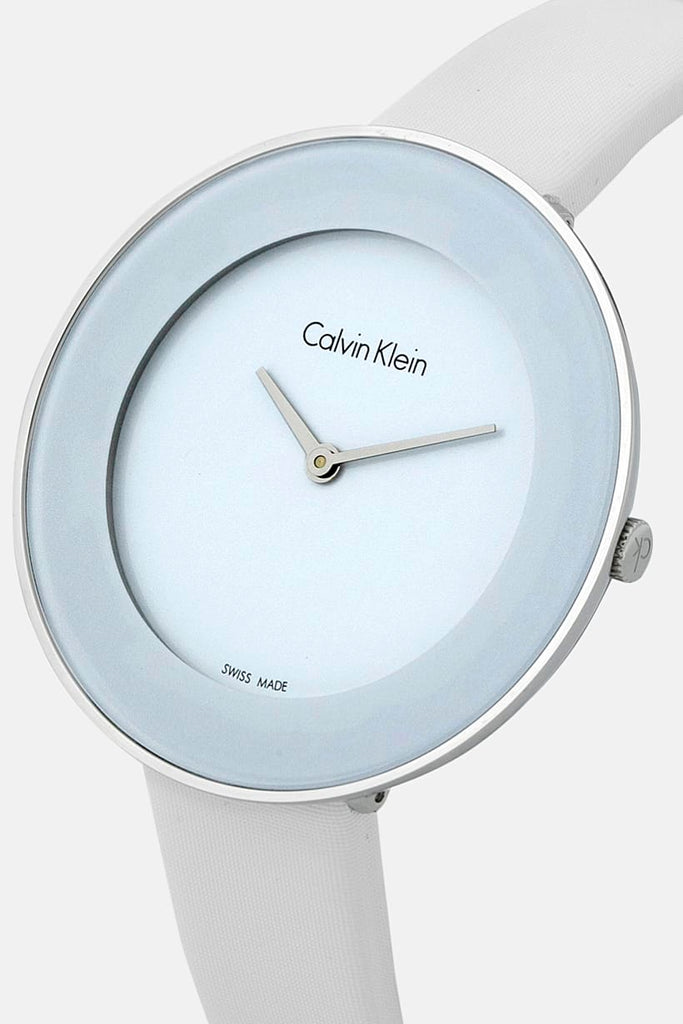Calvin Klein Chic White Dial White Leather Strap Watch for Women - K7N23TK2 Buy Now By Calvin Klein