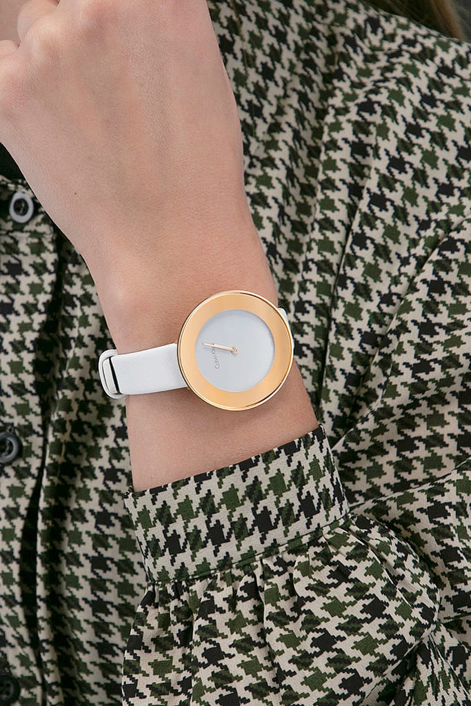Calvin Klein Chic White Dial White Leather Strap Watch for Women - K7N236K2 Buy Now By Calvin Klein