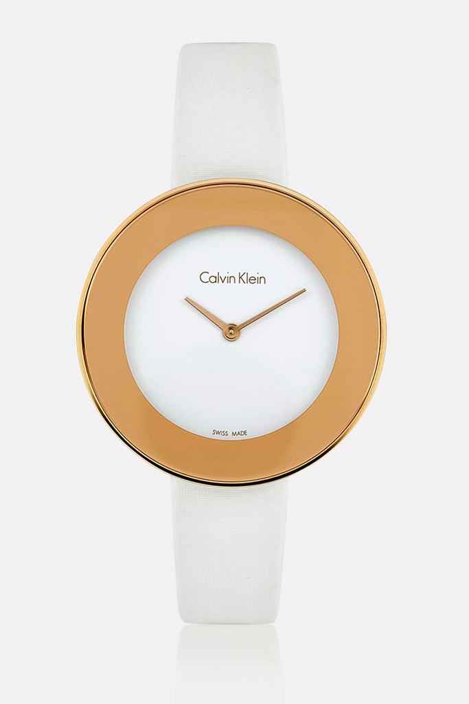 Calvin Klein Chic White Dial White Leather Strap Watch for Women - K7N236K2 Buy Now By Calvin Klein