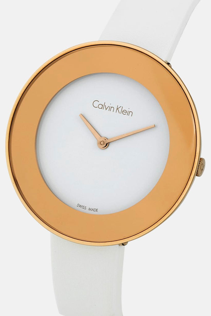 Calvin Klein Chic White Dial White Leather Strap Watch for Women - K7N236K2 Buy Now By Calvin Klein