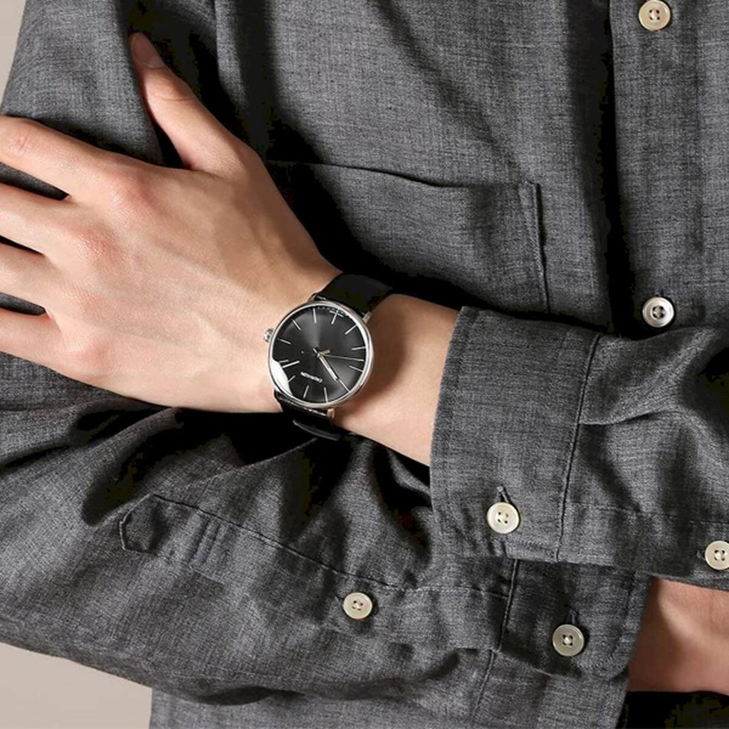 Calvin Klein High Noon Quartz Black Dial Black Leather Strap Watch for Men - K8M211C1 Buy Now By Calvin Klein