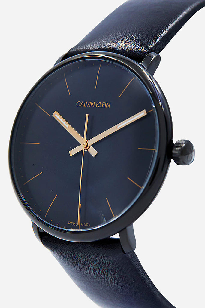 Calvin Klein High Noon Quartz Black Dial Black Leather Strap Watch for Men - K8M214CB Buy Now By Calvin Klein