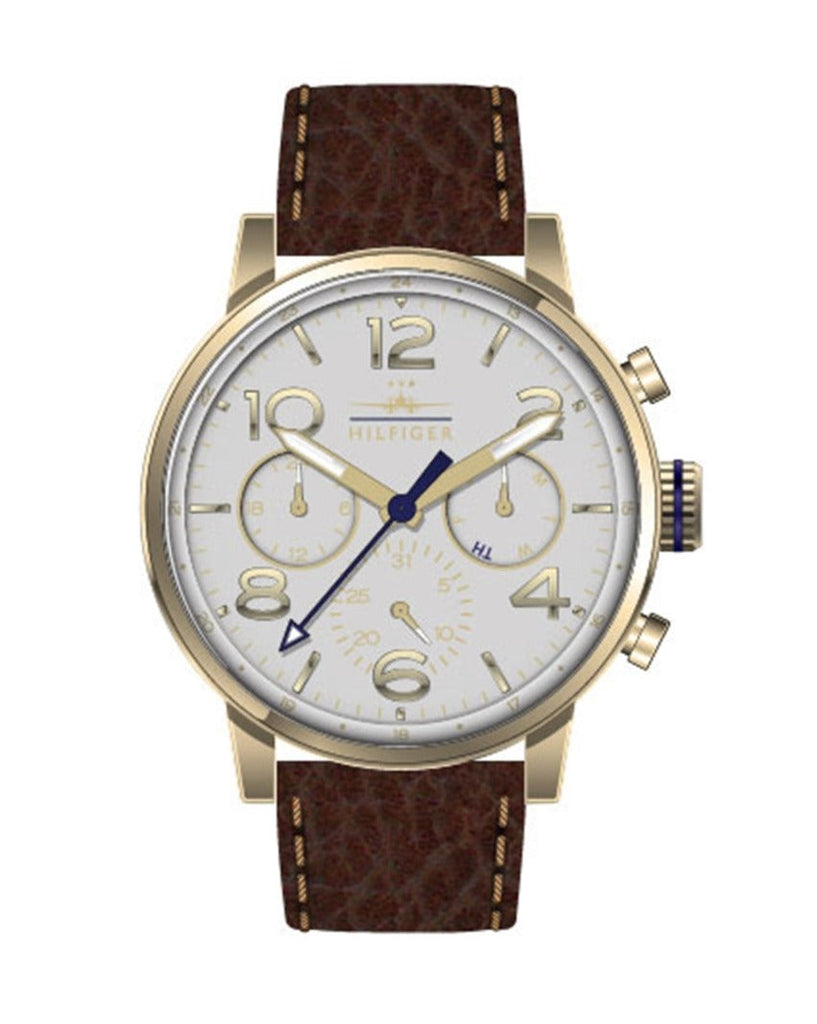 Tommy Hilfiger Jake Quartz White Dial Brown Leather Strap Watch for Men - 1791231 Buy Now By Tommy Hilfiger