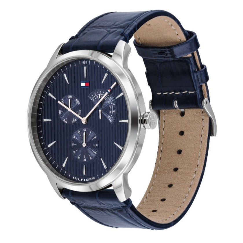 Tommy Hilfiger Brad Chronograph Quartz Blue Dial Blue Leather Strap Watch For Men - 1710387 Buy Now By Tommy Hilfiger