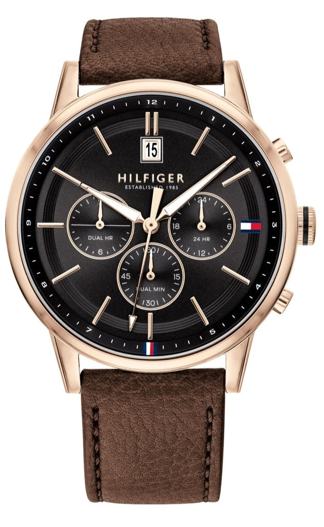 Tommy Hilfiger Multi Function Chronograph Black Dial Brown Leather Strap Watch for Men - 1791631 Buy Now By Tommy Hilfiger