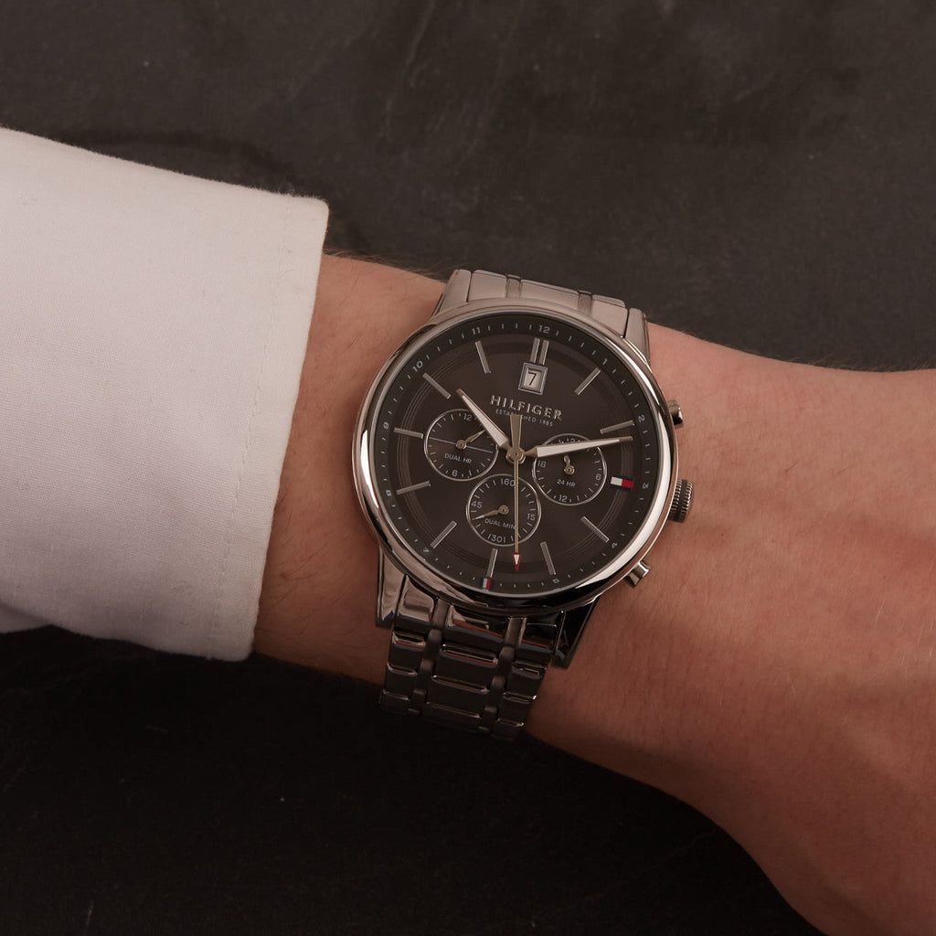 Tommy Hilfiger Kyle Chronograph Grey Dial Silver Steel Strap Watch for Men - 1791632 Buy Now By Tommy Hilfiger