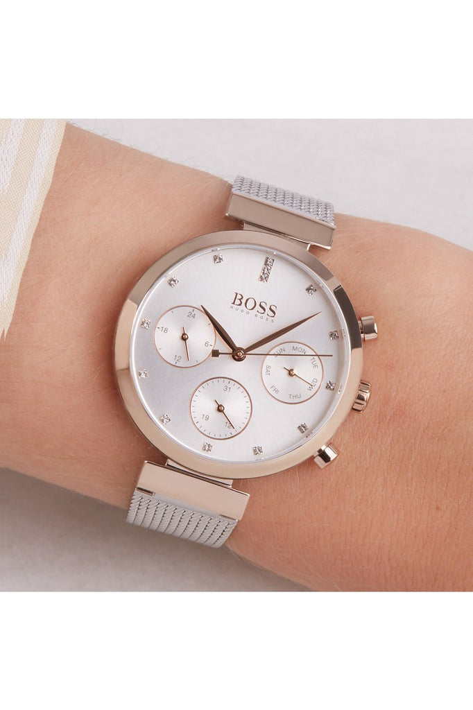 Hugo Boss Flawless Silver Dial Silver Mesh Bracelet Watch for Women -1502551 Buy Now By Hugo Boss