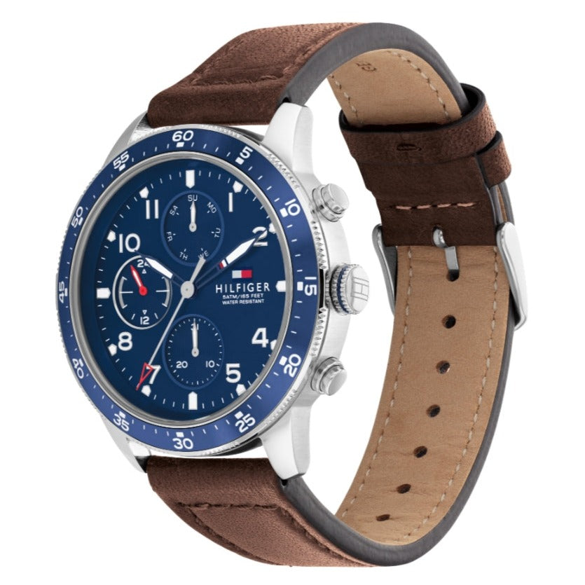 Tommy Hilfiger Jimmy Chronograph Quartz Blue Dial Brown Leather Strap Watch For Men - 1791946 Buy Now By Tommy Hilfiger