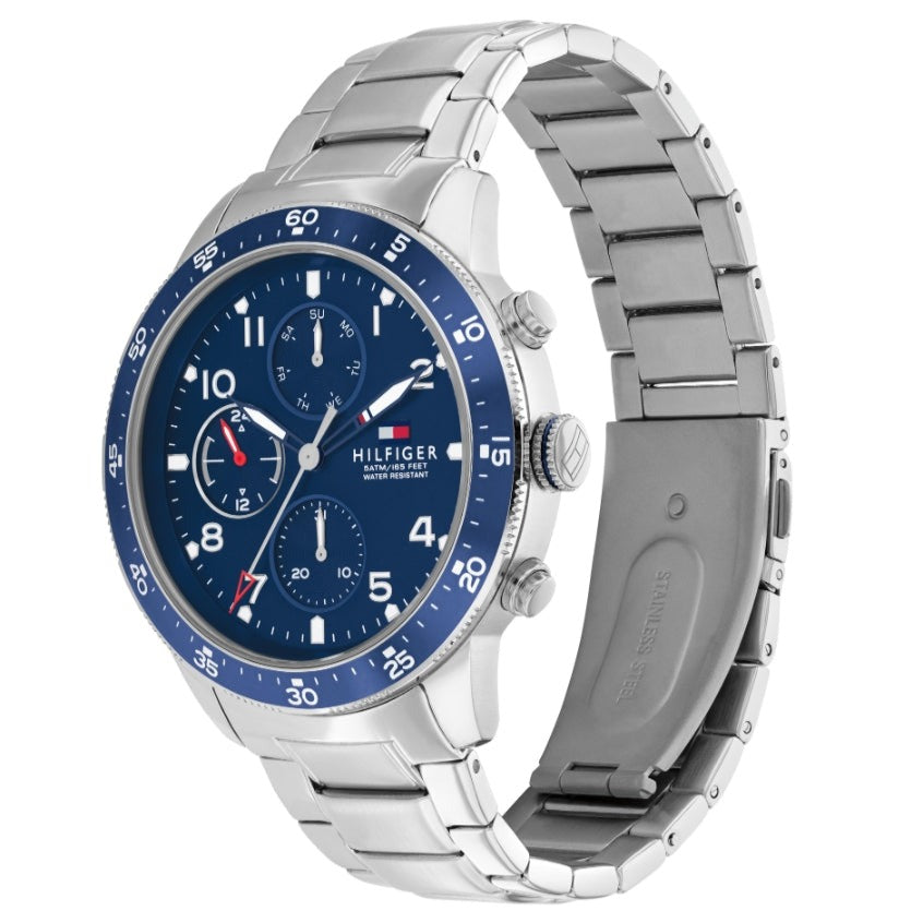 Tommy Hilfiger Jimmy Chronograph Quartz Blue Dial Silver Steel Strap Watch For Men - 1791949 Buy Now By Tommy Hilfiger