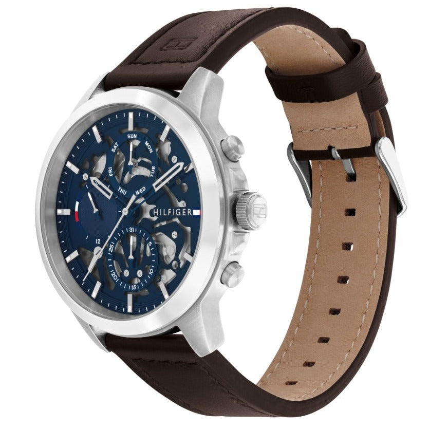 Tommy Hilfiger Henry Chronograph Blue Dial Brown Leather Strap Watch For Men -1710476 Buy Now By Tommy Hilfiger