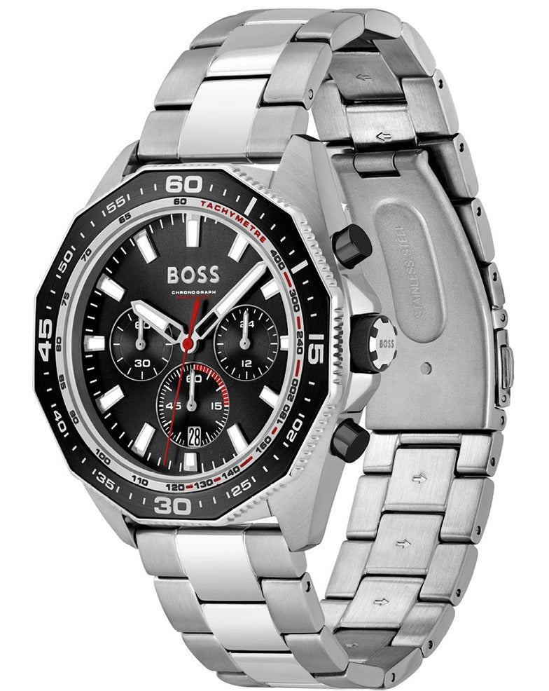 Hugo Boss Energy Chronograph Black Dial Silver Steel Strap Watch For Men - 1513971 Buy Now By Hugo Boss
